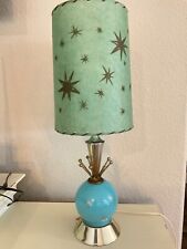 Vintage Mid Century Modern Atomic Starburst Blue Table Lamp picture