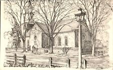 Bruton Parish Church Line Drawing, Williamsburg, Virginia VA 1967 Postcard picture