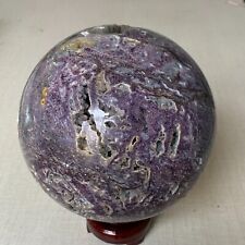 13.8LB Natural Purple Sphalerite Sphere Crystal Quratz Ball Healing+stand picture