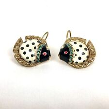 1950s Vintage Polka Dot Founder Rhinestone Glass Bubble Earrings picture