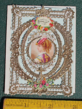 Valentine Whitney Vintage 1850? Wonderful Gilt,Lace, Beautiful Girl,Red Hair picture