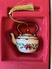 Lenox Holiday Holly Christmas  TEA KETTLE ORNAMENT 24K Gold Trim picture
