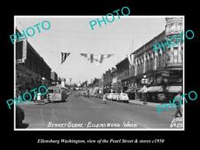 OLD LARGE HISTORIC PHOTO OF ELLENSBURG WASHINGTON PEARL STREET & STORES c1950 picture