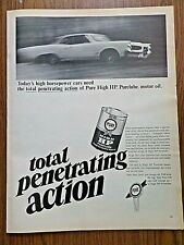 1966 Pure Oil Ad  High HP Purelube Motor Oil Total Penetrating Action  picture