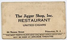 1920's-30's Business Card THE JIGGER SHOP RESTAURANT Princeton NJ Arcade Theatre picture