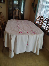 Beige Tablecloth with roses 97 x 64 in. picture