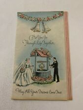 Vintage 1950's Wedding Buzza Cardozo Greeting Card Bride Groom Wishing Well picture