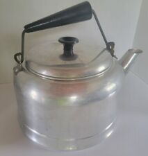 Vintage COMET Silver Metal Large Gallon Round Tea/Coffee Kettle W/ Black Handle picture
