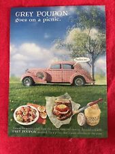 Vintage 1994 Grey Poupon Mustard Print Ad Old Time Car Wrapped In Tablecloth picture