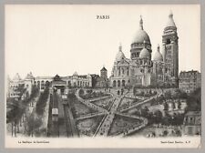 Paris Sacre-Coeur Basilica Illustrated Drawing Book Print c1920's picture