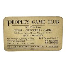 PEOPLE'S GAME CLUB 1012 Pine Street CHESS - CHECKERS - CARDS  Business Card picture
