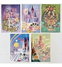 Disney Parks Joey Chou Set of 5 Postcards ART 4x6 Magic Kingdom Castle Sealed picture