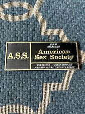 VTG 1970's A.S.S American Sex Society Firm Member 10