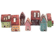 Tallinn Estonia Miniature Handmade Village Houses Buildings Set 7 Signed Dated picture