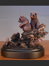 Bear Cubs American West Bronze Figurine Statue 5