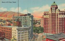 Postcard Panoramic View Heart of El Paso Texas Hotels TX Vintage picture