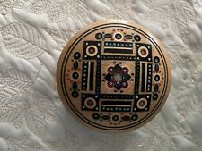 Vintage Hutsul Lidded Container Mosaic Bead & Shell Inlay Decorative picture