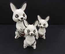 3 Signed DT Acoma Pueblo Pottery Bunny Rabbits Bunnies picture