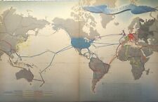 1941 World Air Routes Major Powers Map Outset WWII Cool History Magazine Print picture
