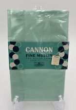 1960’s CANNON Fine Muslin 2 Pillowcases 45x36 Green 100% Cotton Made In U.S.A. picture