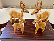 Deer Buck Fawn Faux Fur Christmas Ornament Set of 4 Brown READ picture