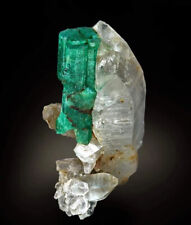 Beryl var. Emerald on Quartz - Fine Mineral Specimen from Afghanistan picture