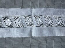 Superb French Antique pass through ribbon lace embroidery - light cotton 56