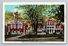 Town Hall and Hotel Rogers Lebanon NH New Hampshire White Border Postcard picture