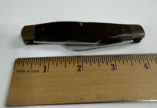 Vintage Sears CRAFTSMAN 3 Blade Slipjoint Pocket Knife USA 95204 Wood Handle picture