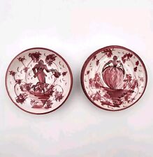 Vintage Small Butter Plates Ceramic Made In Italy Red Pink Set Of 6 picture