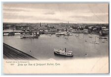 c1905 Bird's Eye View Harbor Passenger Ferry Sailboats Bridgeport CT Postcard picture