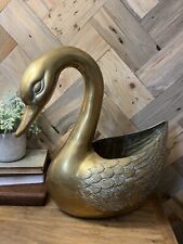 Vintage Large Brass Swan Planter picture