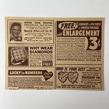 Print Ad 1940s Why Wear Diamonds Lucky Numbers Hollywood Friendship Pin Vintage picture