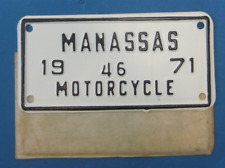 1971 Manassas Motorcycle License Plate mint never used picture