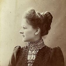 Antique Cabinet Card Photograph Beautiful Young Fashionable Woman Hart MI picture