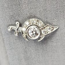 Vintage Shriners Masonic Platinum 7 Diamond Scimitar Sword Crescent Lapel Pin picture