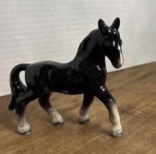 Vintage Porcelain Ceramic Black Horse White Legs Figurine Japan picture