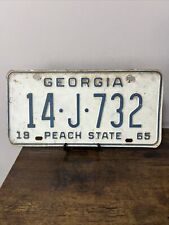 VTG 1965 Georgia Peach State License Plate WHITE Clarke County 14•J•732 picture