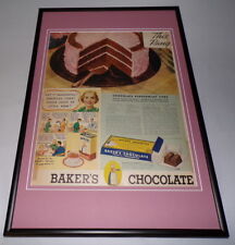 1938 Baker's Chocolate Framed 12x18 ORIGINAL Vintage Advertising Poster picture