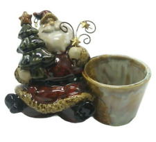 Drip Glaze Pottery Santa Claus Candle Holder Christmas Holiday picture