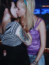 Found Photo Kissing Women Snapshot Woman Beautiful Lesbian Busty Tattoo Party picture