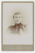 Antique Circa 1880s Cabinet Card Beautiful Young Woman in Dress Moore Rutland VT picture