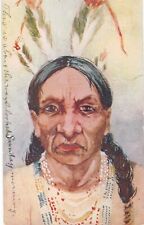 Native American Artist Unsigned Portrait Of A Man 1930 Linen  picture