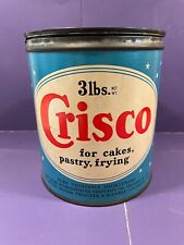 Vintage 3lb Crisco Can with Star Design Metal Can with Paper Label Red Letters picture
