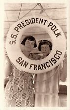 SAN FRANCISCO RPPC - SOUVENIR PHOTO - TWO GIRLS, SS PRESIDENT POLK SAN FRANCISCO picture