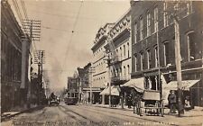 J28/ Mansfield Ohio RPPC Postcard c1910 Main St Trolley Stores  159 picture
