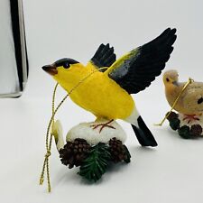 The Danbury Mint Ornaments Songbirds Set Of 3 Morning Dove Blue Jay Goldfinch picture