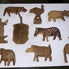 Vintage Hand Carved Wooden Animals - Various Animals And Sizes - Lot Of 9 - Nice picture