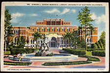 Postcard University of Southern California Doheny Memorial Library Vintage Linen picture