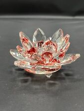 Crystal Glass Candle Holder Lotus Flower Stand Candlestick Home Decor picture